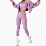 Hanorac sport cu fermoar FITINT Muse Crop Top Mov 2025 11