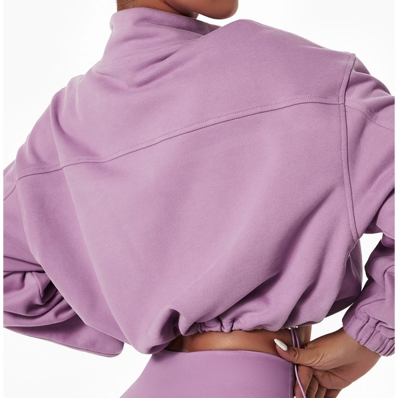 Hanorac sport cu fermoar FITINT Muse Crop Top Mov 2025 4