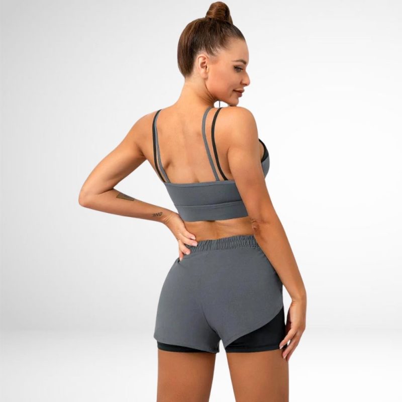 Compleu set fitness damă push-up Gri – FITINT 105 2025 3
