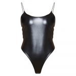 Body sexy din piele ecologica FITINT cu decolteu rotund Negru 390 2024 20