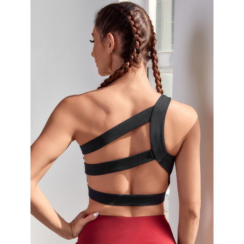 Bustieră sport damă push-up material elastic Negru – FITINT 220 2025 6