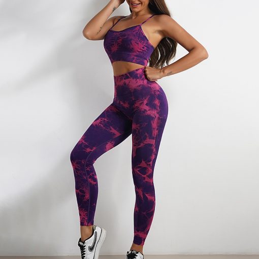 Colanti push up FITINT Mist Tie Dye fara cusaturi Mov 2023 1