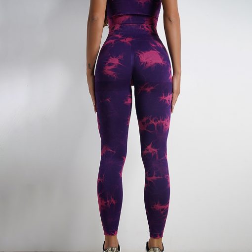 Colanti push up FITINT Mist Tie Dye fara cusaturi Mov 2023 3