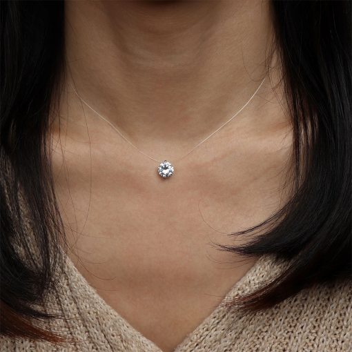 Colier Choker Dama Invizibil si Cristal Rotund 357 2023 1