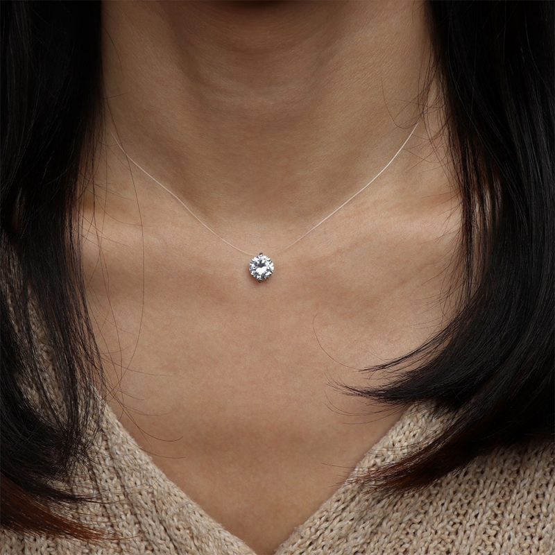 Colier Choker Dama Invizibil si Cristal Rotund 357 2025 1