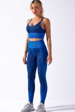 Set Fitness Dama FITINT Carbon 2 piese fara cusaturi Albastru 2023 15