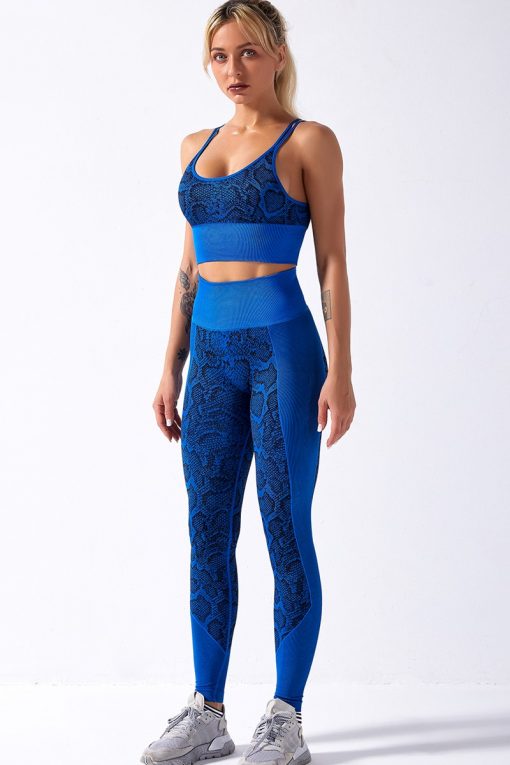 Set Fitness Dama FITINT Carbon 2 piese fara cusaturi Albastru 2023 1