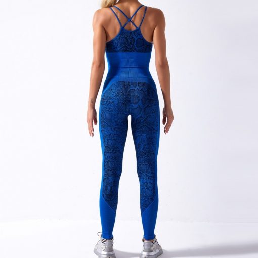Set Fitness Dama FITINT Carbon 2 piese fara cusaturi Albastru 2023 4