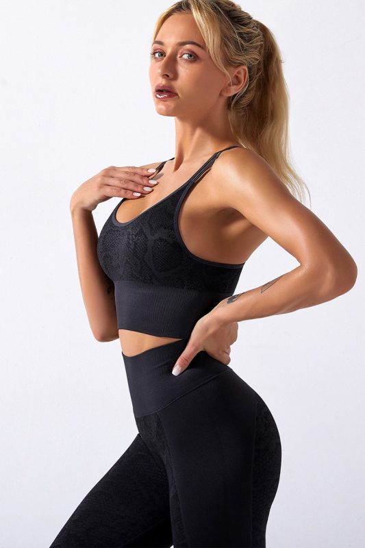 Set Fitness Dama FITINT Carbon 2 piese fara cusaturi Negru 2023 6