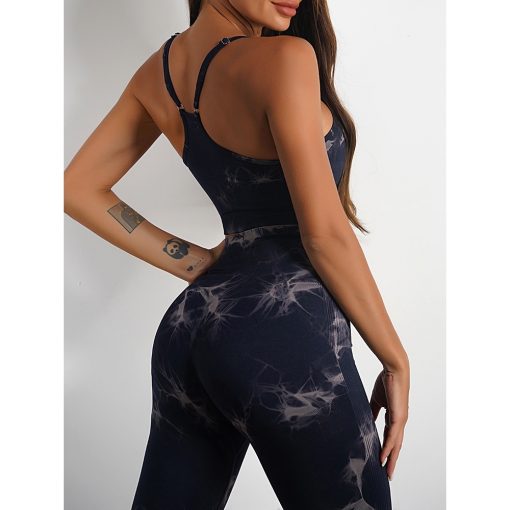 Bustiera sport cu push up FITINT Tie Dye Mist Negru 2023 4