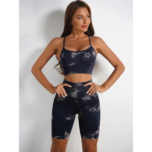 Bustiera sport cu push up FITINT Tie Dye Mist Negru 2023 5