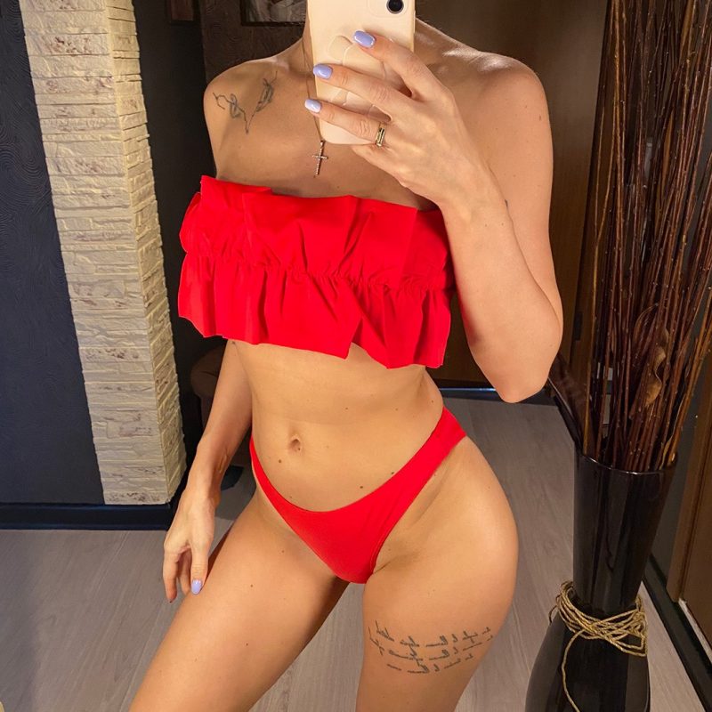 Costum de baie damă cu burete 2 piese Rosu – FITINT 157 2025 1