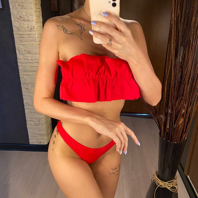 Costum de baie damă cu burete 2 piese Rosu – FITINT 157 2025 5