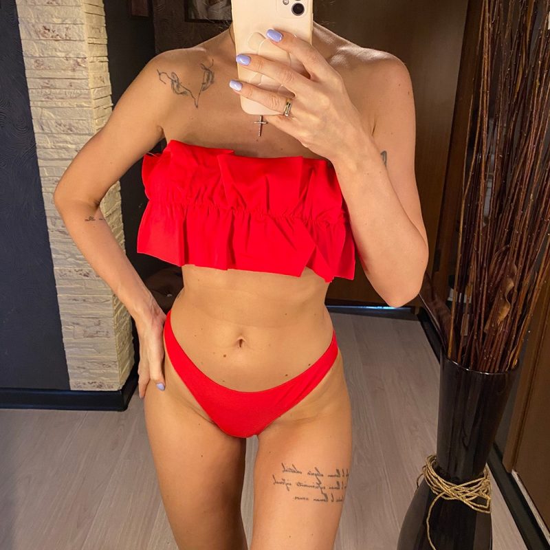 Costum de baie damă cu burete 2 piese Rosu – FITINT 157 2025 7