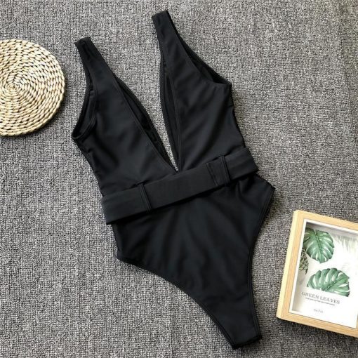 Costum de baie intreg push up FITINT Selena cu decolteu adanc Negru 2024 7