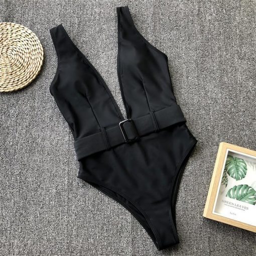 Costum de baie intreg push up FITINT Selena cu decolteu adanc Negru 2023 5
