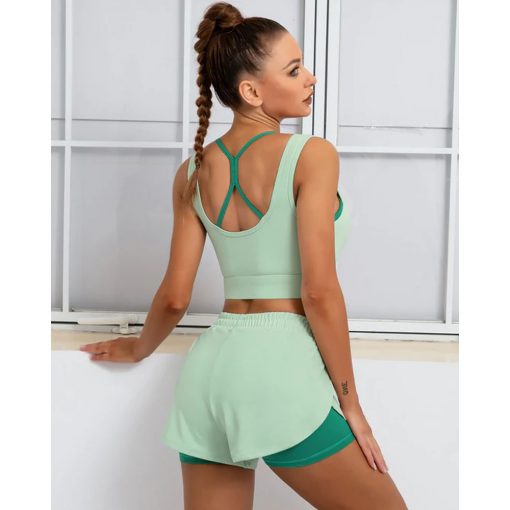 Pantaloni scurti FITINT Tornado cu colanti compresivi integrati Verde 2023 4