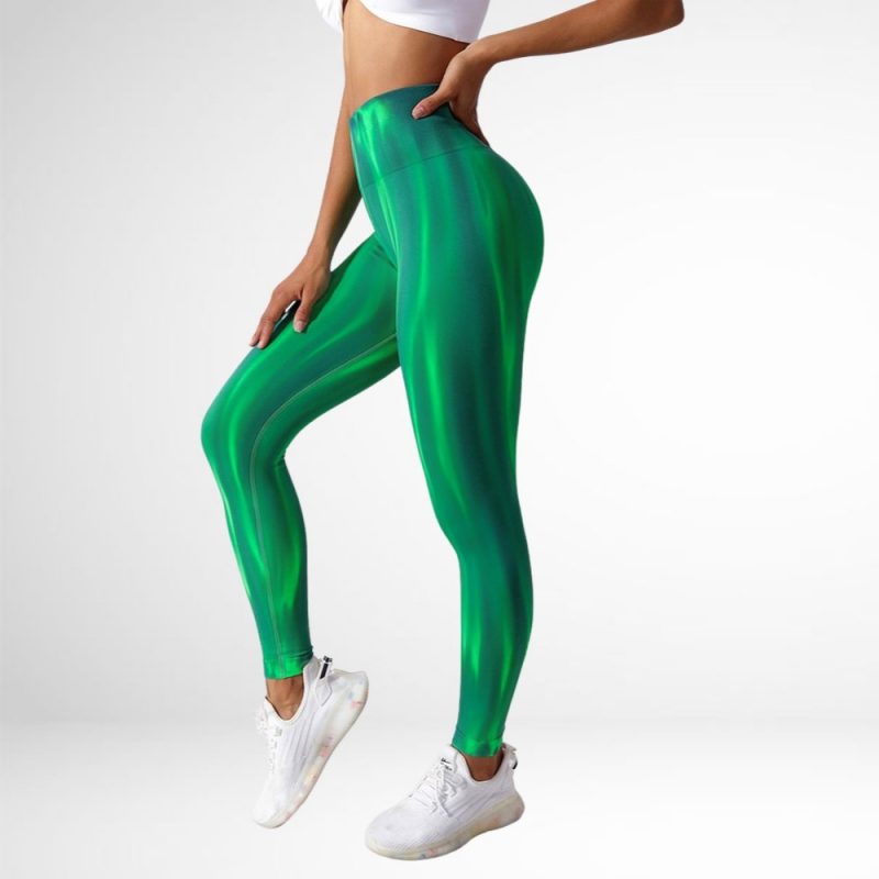Colanti cu talie inalta FITINT Flame cu push up Verde Inchis 2025 3