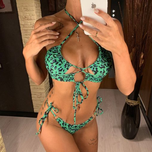 Costum de baie 2 piese versatil FITINT Kesha cu slip ajustabil Verde 2023 3