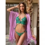 Costum de baie 2 piese versatil FITINT Kesha cu slip ajustabil Verde 2024 17