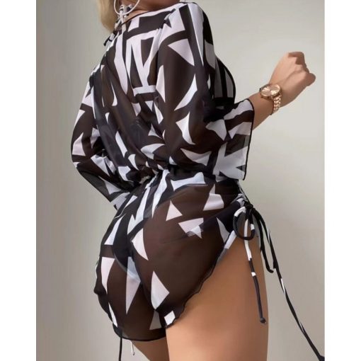 Costum de baie 3 piese cu salopeta FITINT Imperia cu slip brazilian Negru 2023 5