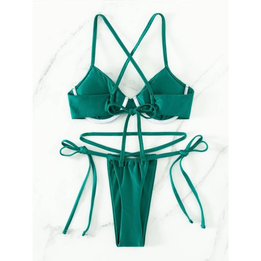 Costum de baie cu bikini reglabil FITINT Mykonos 2 piese push up Verde 2024 7