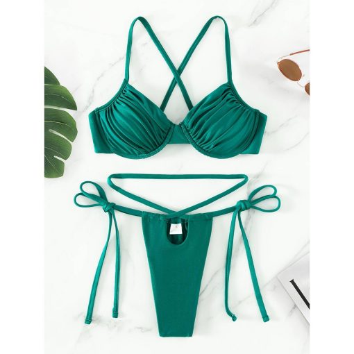 Costum de baie cu bikini reglabil FITINT Mykonos 2 piese push up Verde 2024 8