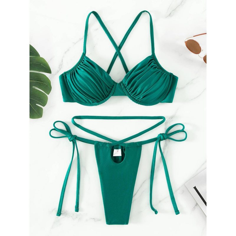 Costum de baie damă 2 piese Verde – FITINT 404 2025 8