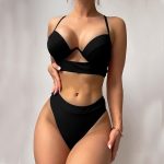 Costum de baie cu push up FITINT Aiyana 2 piese cu slip inalt Negru 2024 6