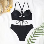 Costum de baie damă push-up talie înaltă 2 piese Negru – FITINT 407 2025 14