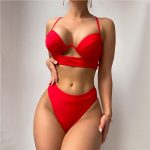 Costum de baie cu push up FITINT Aiyana 2 piese cu slip inalt Rosu 2023 6