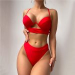 Costum de baie cu push up FITINT Aiyana 2 piese cu slip inalt Rosu 2024 6