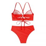 Costum de baie cu push up FITINT Aiyana 2 piese cu slip inalt Rosu 2023 12