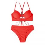 Costum de baie cu push up FITINT Aiyana 2 piese cu slip inalt Rosu 2023 14
