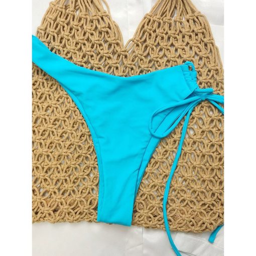 Costum de baie cu slip asimetric FITINT Cielo 2 piese cu decupaje Albastru 2023 7