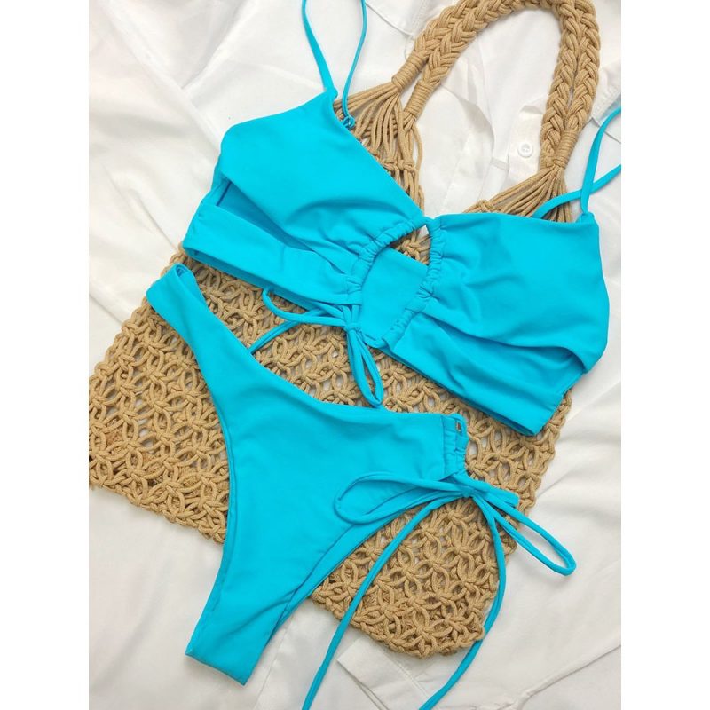 Costum de baie damă talie înaltă Albastru – FITINT 166 2025 5