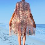 Rochie de plaja tip kimono FITINT cu franjuri Roz 185 2023 10