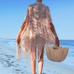 Rochie de plaja tip kimono FITINT cu franjuri Roz 185 2023 6