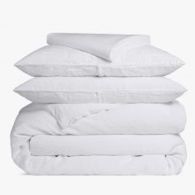 Lenjerie de pat Kotonia Home Hotel - 2 persoane, 100% bumbac, Damasc Saten - cearsaf de pat 220x240, husa pentru pilota 180x200 si 2 fete de perna 50x70 cm, latime dungi 1 cm 2023 11
