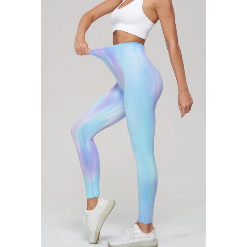Colanți sport damă push-up talie înaltă Albastru – FITINT 350 2025 2