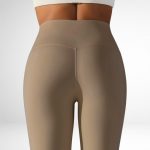 Colanți sport damă fără cusături talie înaltă Bej – FITINT 401 2025 13