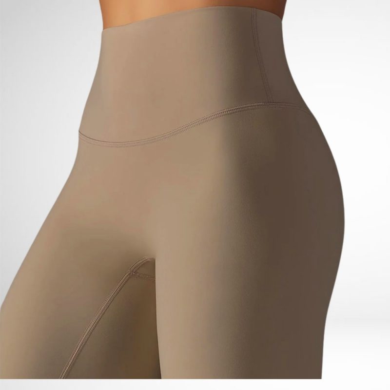 Colanți sport damă fără cusături talie înaltă Bej – FITINT 401 2025 5