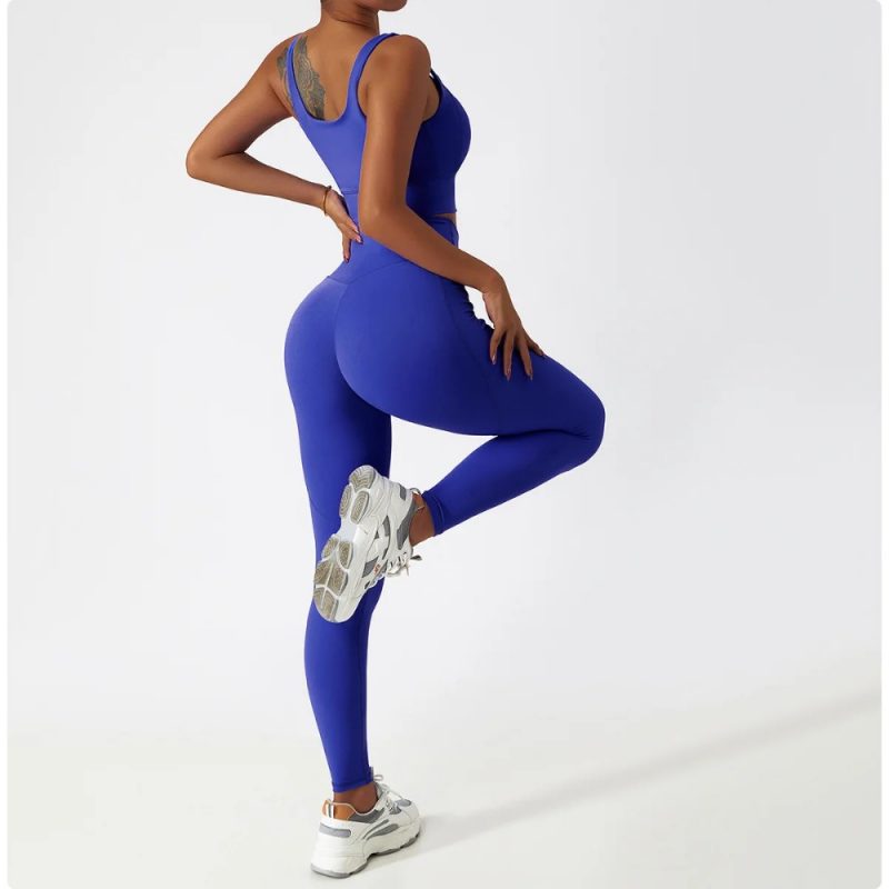 Colanți sport damă fără cusături Albastru – FITINT 446 2025 6