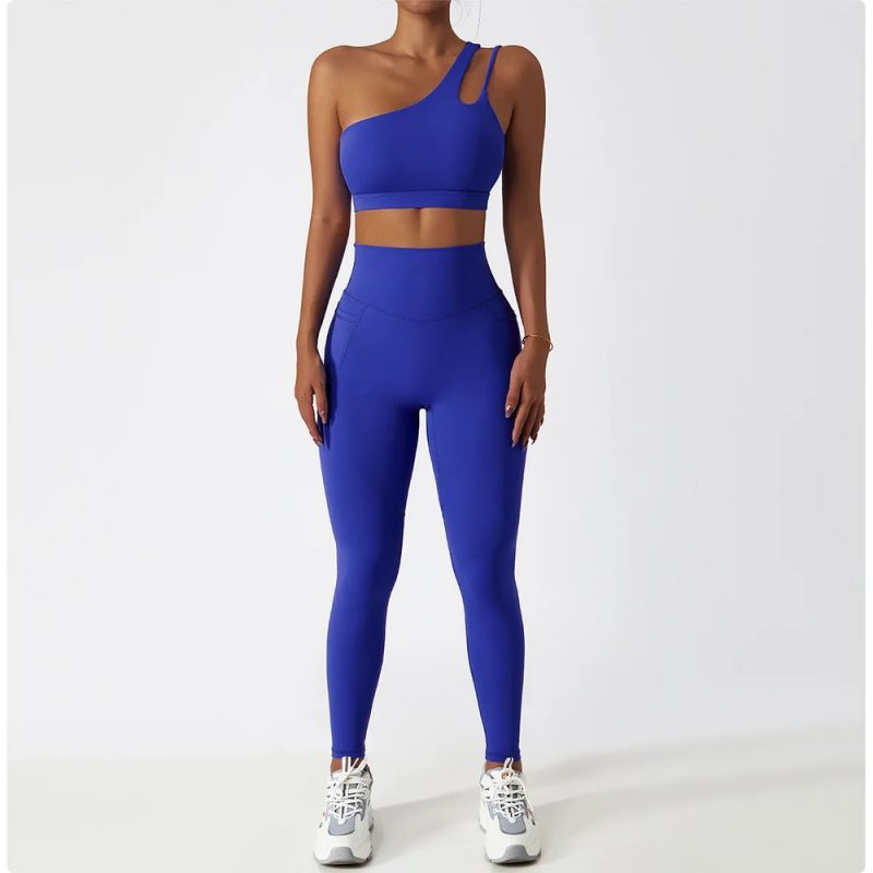 Colanți sport damă fără cusături Albastru – FITINT 446 2025 3