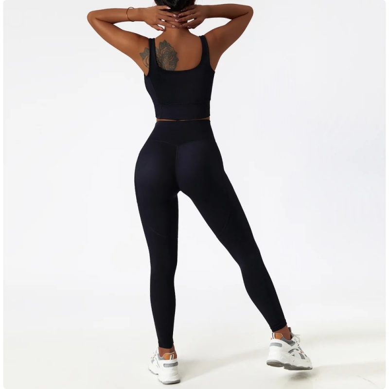 Colanți sport damă fără cusături Negru – FITINT 080 2025 6
