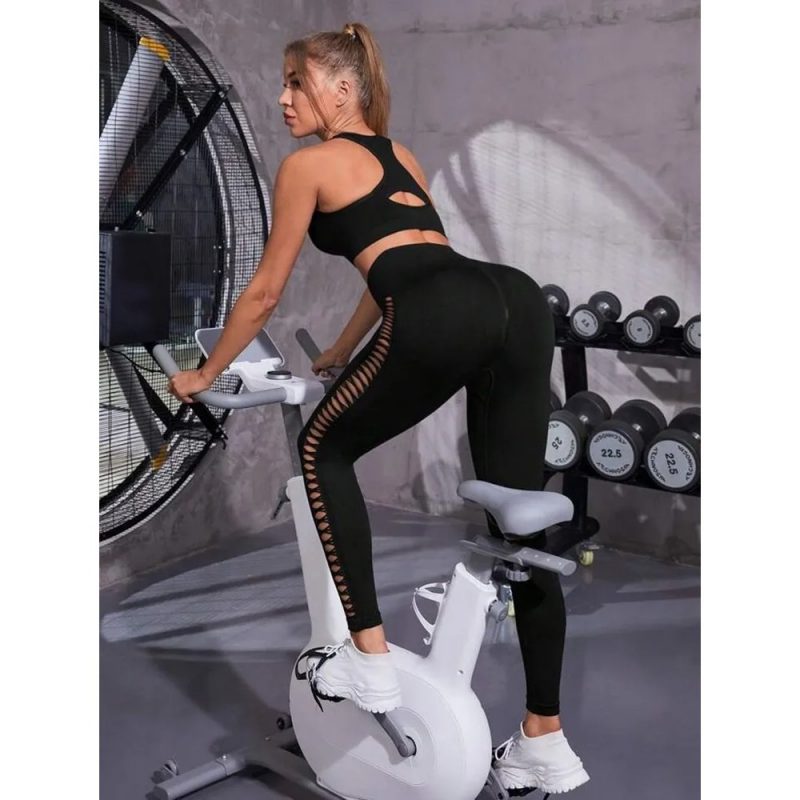 Colanți sport damă push-up talie înaltă Negru – FITINT 445 2025 8