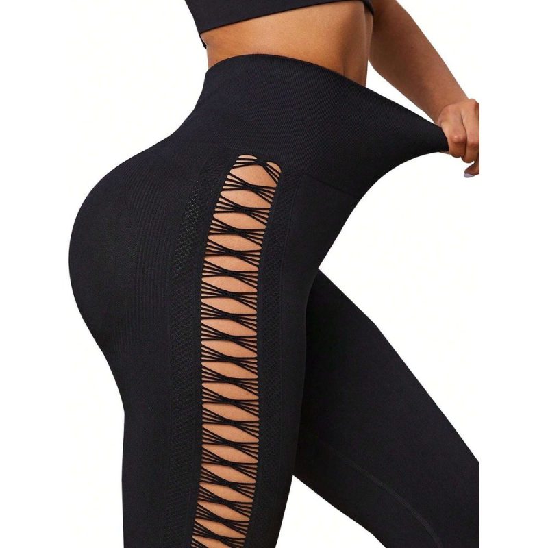 Colanți sport damă push-up talie înaltă Negru – FITINT 445 2025 2