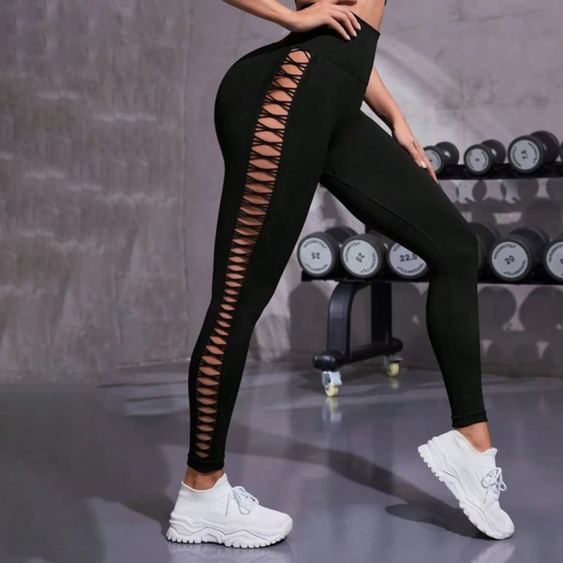 Colanți sport damă push-up talie înaltă Negru – FITINT 445 2025 6