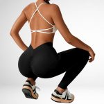Colanți sport damă push-up talie în V Negru – FITINT 450 2025 9