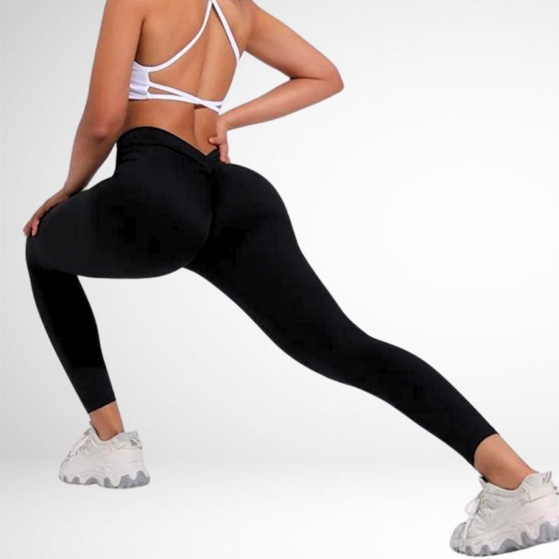 Colanți sport damă push-up talie în V Negru – FITINT 450 2025 5